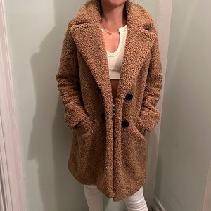 Zara Brown Teddy Coat XS